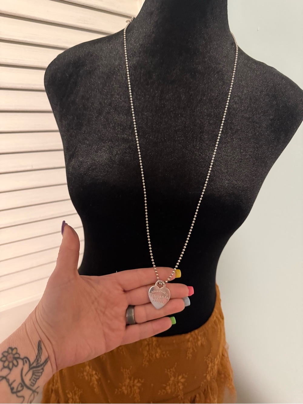 Tiffany & Co. Authentic Beaded Long Necklace w/ Numbered “Heart tag”.